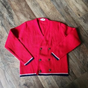 Vintage 60s/70s BAIRNSWEAR Red Baby/Toddler Cardigan Made in Great Britain